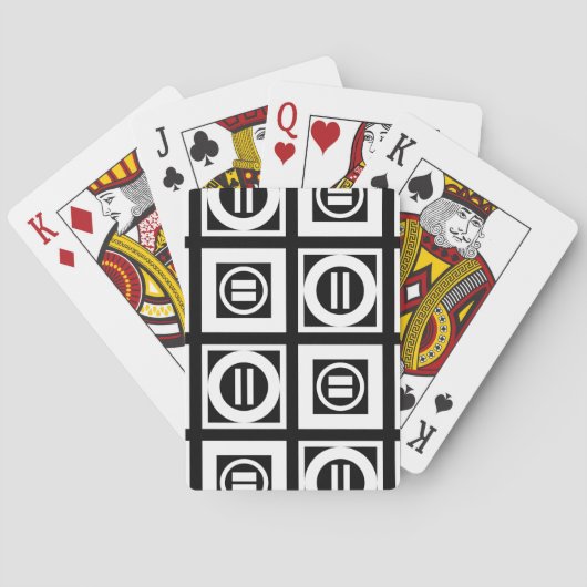 White on Black Geometric Equal Sign Pattern Pokerkaarten (Achterkant)