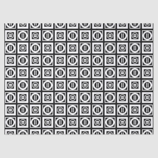 White on Black Geometric Equal Sign Pattern Tissuepapier (Voorkant)