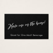 White on Black Handwriting Script Drink Tickets Visitekaartjes (Voorkant)
