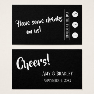 White on Black, Modern 3-Punch Drink Ticket Kaarte Visitekaartjes