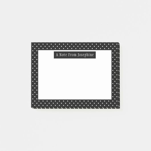 White On Black Polka Dots Pattern Custom Text Post-it® Notes (Voorkant)