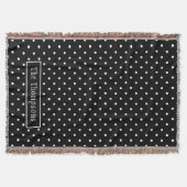 White On Black Polka Dots Pattern With Custom Name Deken (Voorkant)
