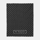 White On Black Polka Dots Pattern With Custom Name Fleece Deken (Voorkant)