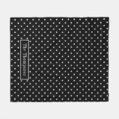 White On Black Polka Dots Pattern With Custom Name Fleece Deken (Voorkant (Horizontaal))