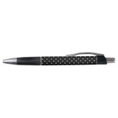 White On Black Polka Dots Pattern With Custom Name Pen (Bovenkant)
