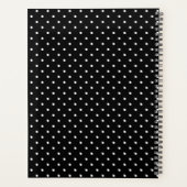 White On Black Polka Dots Pattern With Custom Name Planner (Achterkant)