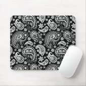 White on Black Retro  Paisley Pattern Design Muismat (Met muis)