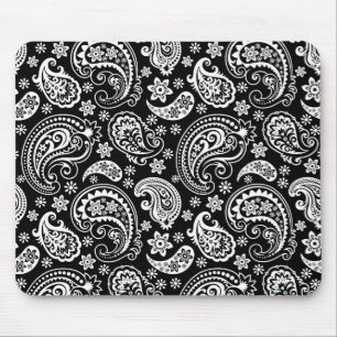 White on Black Retro  Paisley Pattern Design Muismat