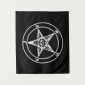 White on Black Satanic Altar Tapestry Wandkleed (Voorkant)