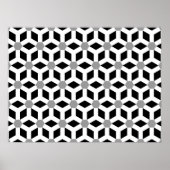 White on Black Tiled Hex Poster (Devant)