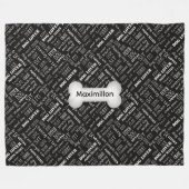 White on Black Word Art Persoonlijke hond Fleece Deken (Voorkant (Horizontaal))