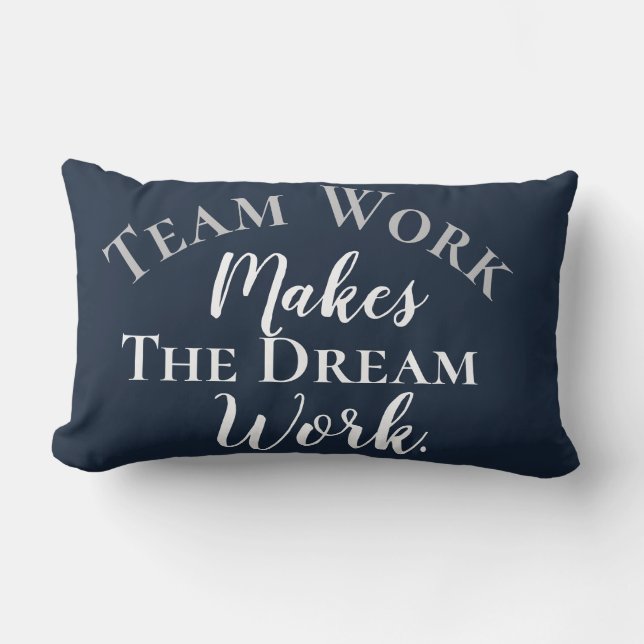 White on Blue Teamwork maakt het droomwerk Kussen (Voorkant)