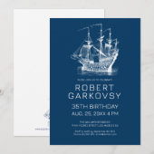 White on Blue Wind Sailing Boat Kaart (Voorkant / Achterkant)