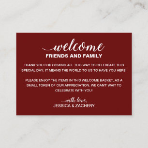 White on Dark Red Weduwen Welkomstcadeautas Plaatskaartje