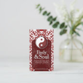White on Deep Red New Age Yin Yang Geometry Visitekaartje (Staand voorkant)
