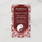 White on Deep Red New Age Yin Yang Geometry Visitekaartje (Achterkant)