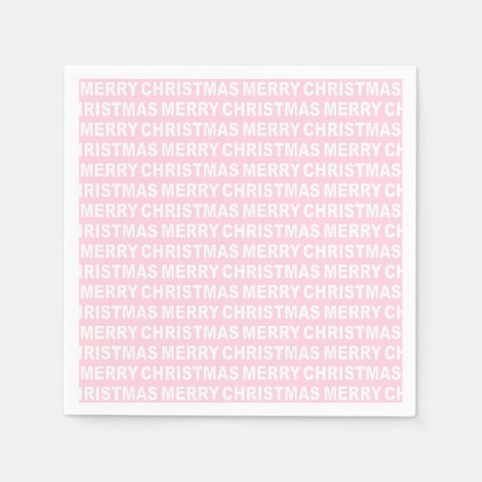 White on Light Roze kersttypografie Servet (Voorkant)