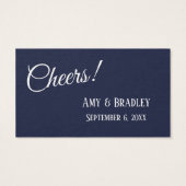 White on Navy, Modern 3-Punch Drink Tickets Visitekaartje (Achterkant)