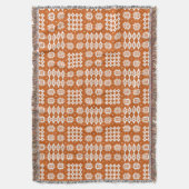 White on Tan Welsh Tapestry Pattern Throw Blanket Deken (Voorkant Verticaal)