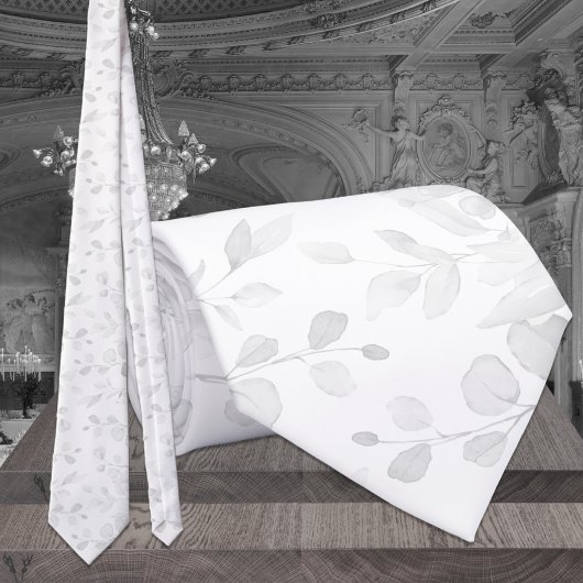 White on White Barely Daar Eucalyptus Weddenschap Stropdas