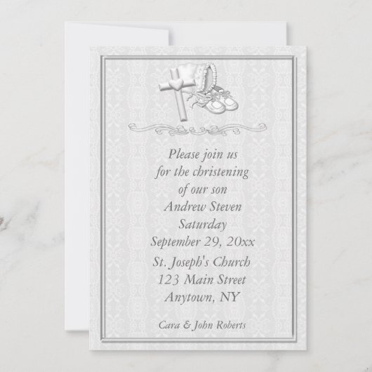 White on White Christening Invitation (Devant)