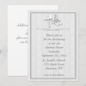 White on White Christening Invitation (Devant / Derrière)