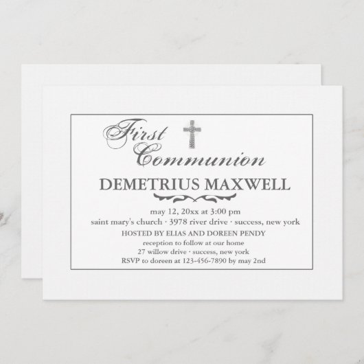 White on White Religious Invitation (Devant / Derrière)