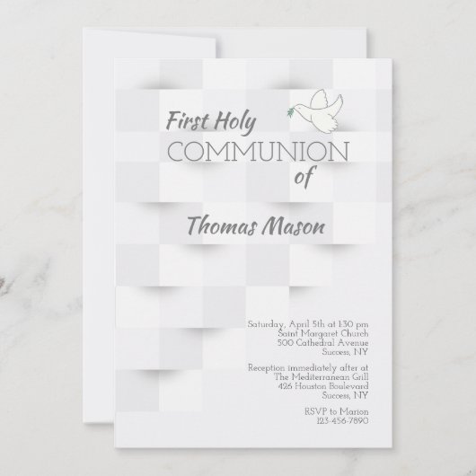 White on White Religious Invitation Kaart (Voorkant)