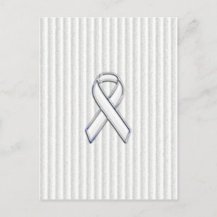 White on White Ribbon Awareness Stripes Briefkaart