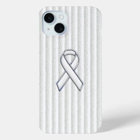 White on White Ribbon Awareness Stripes Case-Mate iPhone Case (Achterkant)