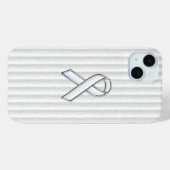 White on White Ribbon Awareness Stripes Case-Mate iPhone Case (Achterkant (horizontaal))