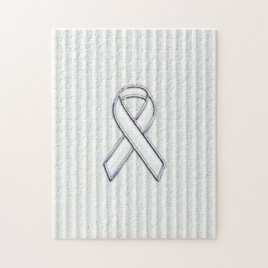 White on White Ribbon Awareness Stripes Legpuzzel (Verticaal)