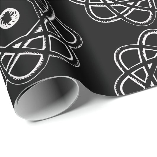 White op Black Atom Symbols Cadeaupapier (Rol Hoek)