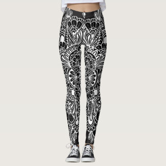 White op Black Mandala Leggings