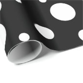 White op Black Polka Dot Pattern Cadeaupapier (Rol Hoek)