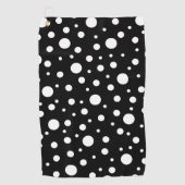White op Black Polka Dot Pattern Golfhanddoek (Voorkant)