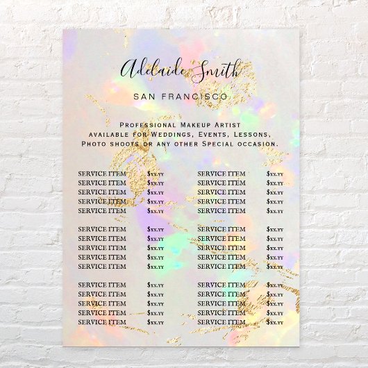 white opal prijslijst poster