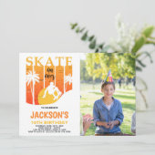White Orange Photo Skateboard Invitations d'annive (Debout devant)