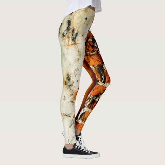 White oranje Cool old brick wall graffiti Leggings (Rechts)