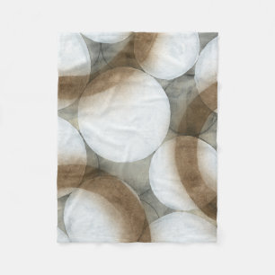 White Orbs & Brown Circles Fleece Deken