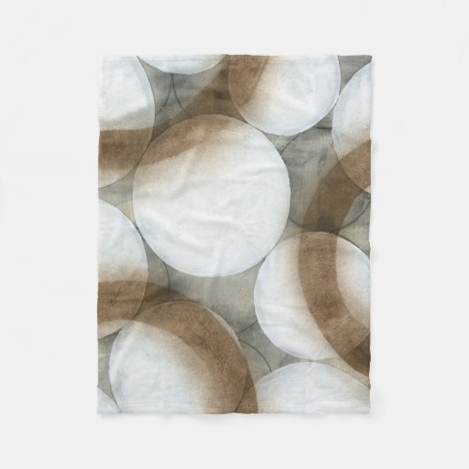 White Orbs & Brown Circles Fleece Deken (Voorkant)