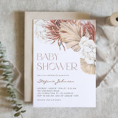 White Orchid and Dried Palm Boho Baby Shower Kaart