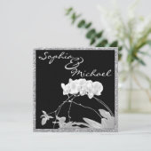 White Orchid CRYSTAL LOOK WEDDING Invitation Kaart (Staand voorkant)