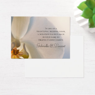 White Orchid Elegance Charity Wedding Favor Card