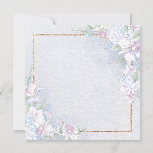 White Orchid Floral Blue Waterverf Vrijgezellenfee Kaart (Achterkant)