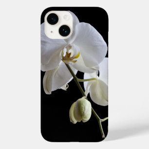 White Orchid Flower on Black Case-Mate iPhone 14 Hoesje