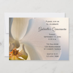 White Orchid Flower Quinceanera Invitation Kaart
