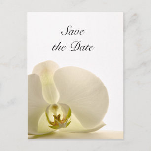 White Orchid Flower Wedding Save the Date Aankondigingskaart