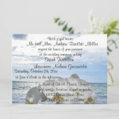 White Orchid Ocean Waves Wedding Kaart (Staand voorkant)
