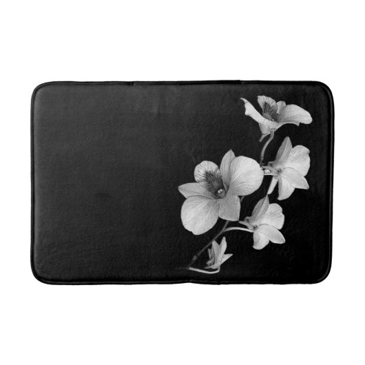 White Orchid on Black Bath Mat (Voorkant)